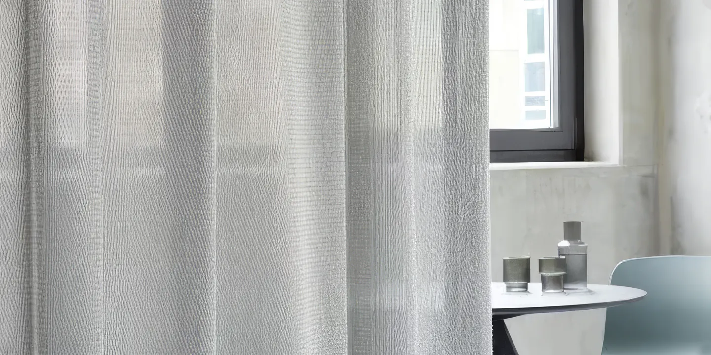 Heller Akustikvorhang vor einem Fenster